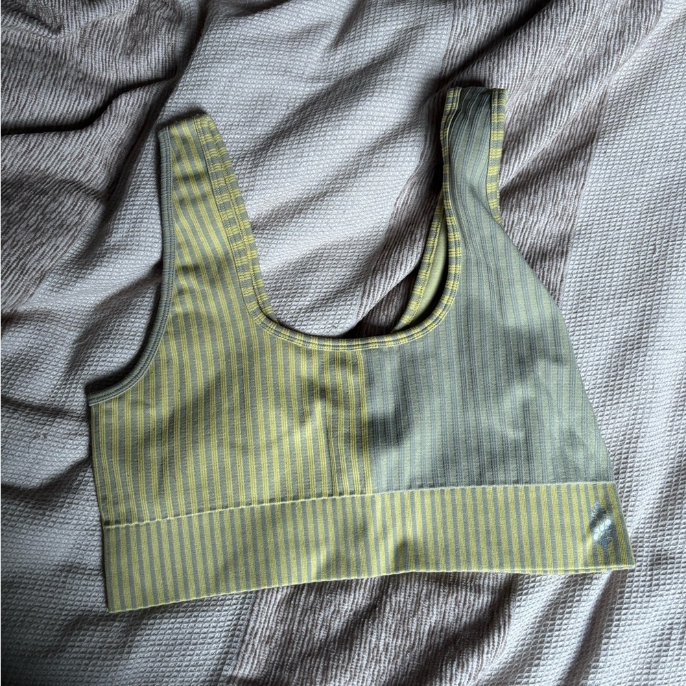 FP Movement by Free People Striped Grey and Yellow Sports Bra